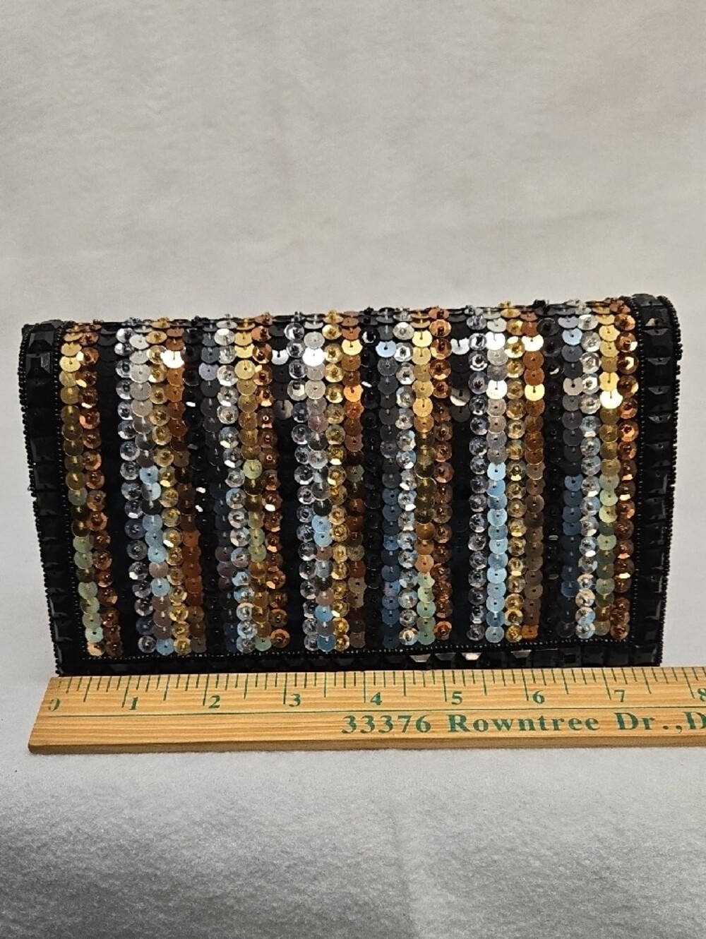 Sequin Striped Evening Clutch - Multicolor Matching Belt - Picture 2 of 10